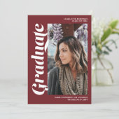 Rood afstuderen script 3 foto afstuderen kaart (Staand voorkant)