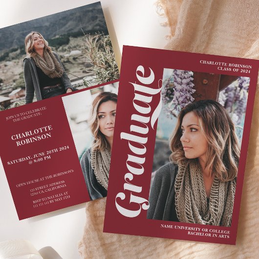 Rood afstuderen script 3 foto afstuderen kaart