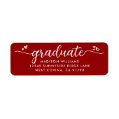 rood Afstuderen script harten vet modern adres Etiket (Voorkant)