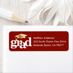Rood Afstuderen Vet Modern Type Goud Pet Adres Etiket