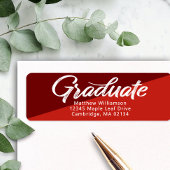 Rood Afstuderen Vet Script Eenvoudig Modern adres Etiket