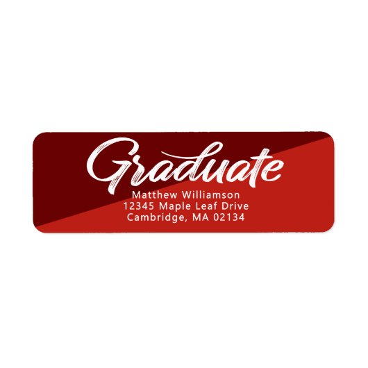 Rood Afstuderen Vet Script Eenvoudig Modern adres Etiket (Voorkant)