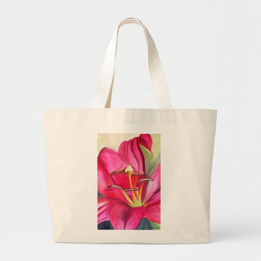 Rood Alert Lily waterverf Grote Tote Bag (Voorkant)