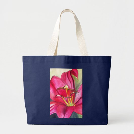 Rood Alert Lily waterverf Grote Tote Bag (Voorkant)
