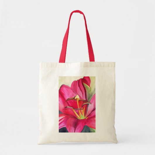 Rood Alert Lily waterverf Tote Bag (Voorkant)