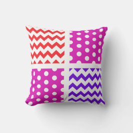 Rood/Alle 2 kleuren/Wit Chevron/Polkadot Kussen