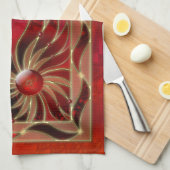 Rood als Flame Kitchen-handdoek Theedoek (Quarter Fold)