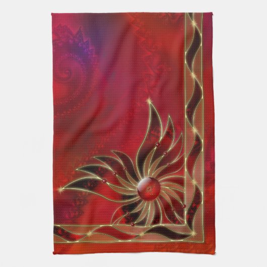 Rood als Flame Kitchen-handdoek Theedoek (Verticaal)