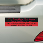 rood, Als je jong bent geen liberaal bent, ... Bumpersticker (Op auto)