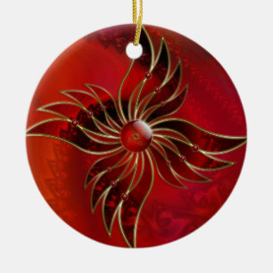 Rood als vlam keramisch ornament
