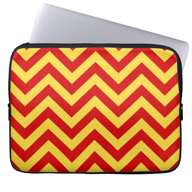 Rood, anananas Grote Chevron ZigZag Pattern Laptop Sleeve (Voorkant)