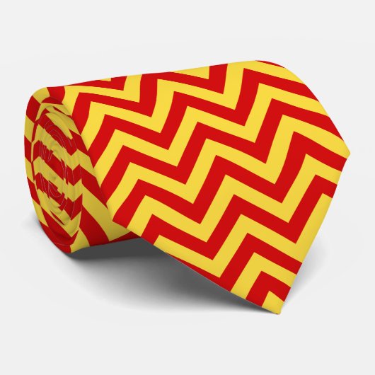 Rood, anananas Grote Chevron ZigZag Pattern Stropdas (Opgerold)