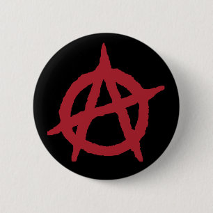Rood anarchysymbool ronde button 5,7 cm