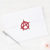 Rood anarchysymbool ronde sticker (Envelop)