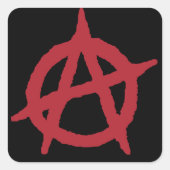 Rood anarchysymbool vierkante sticker (Voorkant)