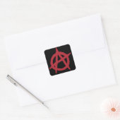 Rood anarchysymbool vierkante sticker (Envelop)