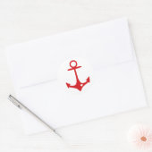 Rood Anker met hart Ronde Sticker (Envelop)