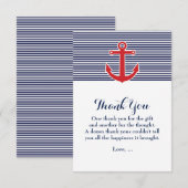 Rood anker Nautisch Blauw & Wit Dank u kaart (Voorkant / Achterkant)