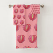 Rood anthuriumventilator naadloos patroon op bad handdoek (Insitu)