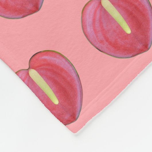 Rood anthuriumventilator naadloos patroon op fleece deken (Hoek)