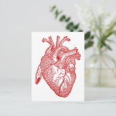 Rood Antiek anatomisch hart Briefkaart (Staand voorkant)