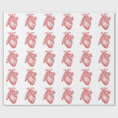 Rood Antiek anatomisch hart Cadeaupapier (Vlak)