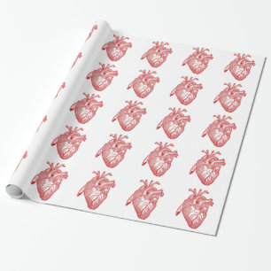 Rood Antiek anatomisch hart Cadeaupapier