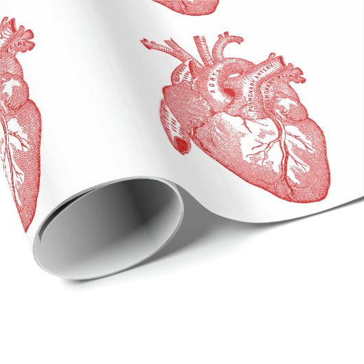 Rood Antiek anatomisch hart Cadeaupapier (Rol Hoek)