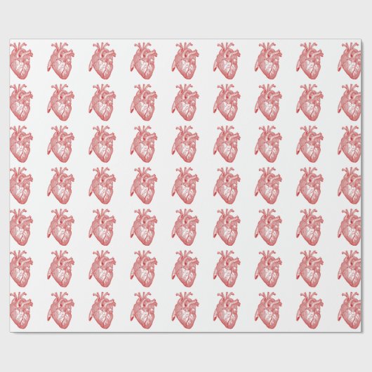 Rood Antiek anatomisch hart Cadeaupapier (Vlak)