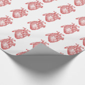 Rood Antiek anatomisch hart Cadeaupapier (Hoek)