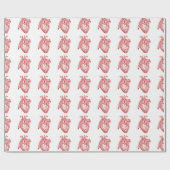 Rood Antiek anatomisch hart Cadeaupapier (Vlak)