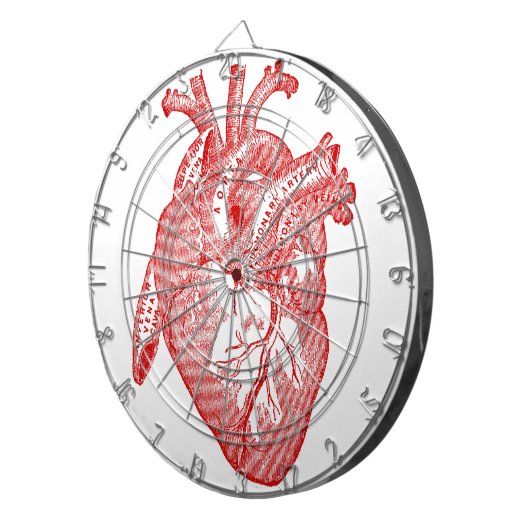 Rood Antiek anatomisch hart Dartbord (Voorkant Rechts)