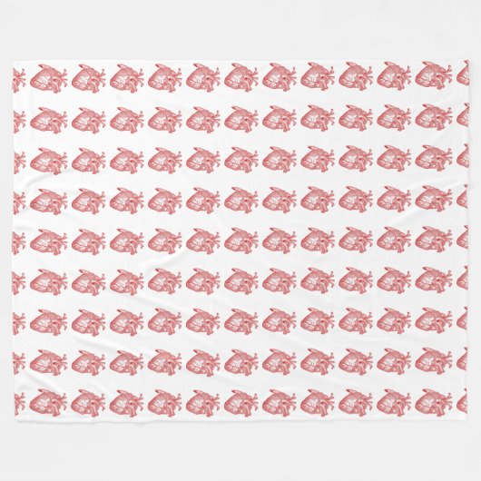 Rood Antiek anatomisch hart Fleece Deken (Voorkant (Horizontaal))