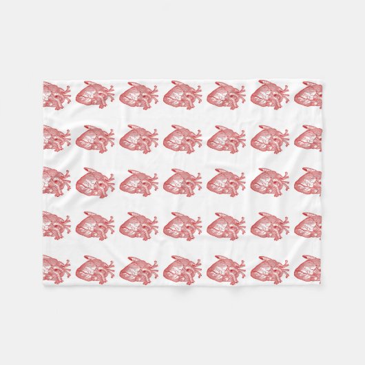 Rood Antiek anatomisch hart Fleece Deken (Voorkant (Horizontaal))