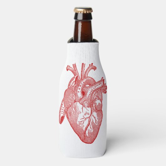 Rood Antiek anatomisch hart Flesjeskoeler (Fles Voorkant)