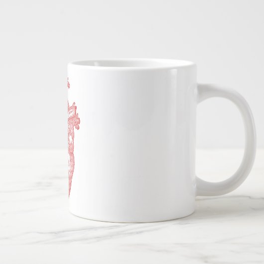 Rood Antiek anatomisch hart Grote Koffiekop (Rechts)