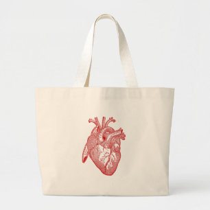 Rood Antiek anatomisch hart Grote Tote Bag