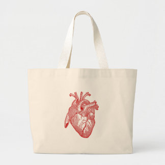 Rood Antiek anatomisch hart Grote Tote Bag