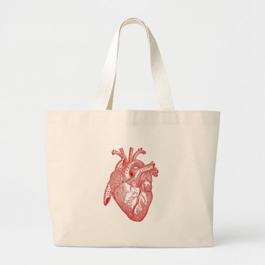Rood Antiek anatomisch hart Grote Tote Bag (Voorkant)