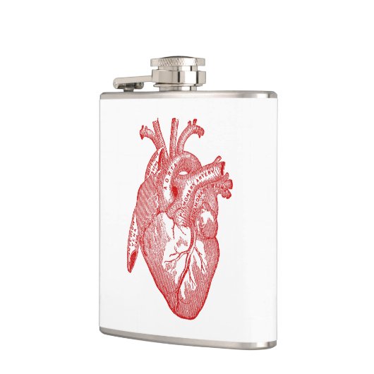 Rood Antiek anatomisch hart Heupfles (Links)