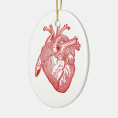 Rood Antiek anatomisch hart Keramisch Ornament (Links)