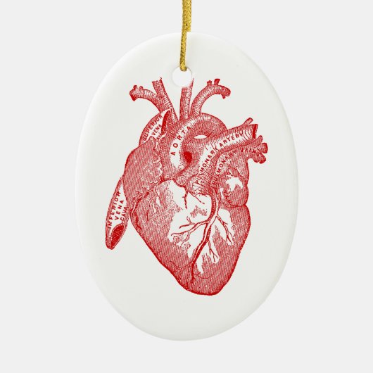 Rood Antiek anatomisch hart Keramisch Ornament (Voorkant)