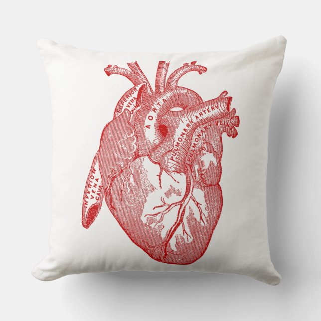 Rood Antiek anatomisch hart Kussen (Voorkant)