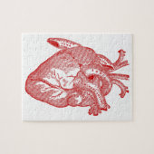 Rood Antiek anatomisch hart Legpuzzel (Horizontaal)