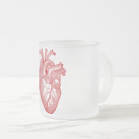 Rood Antiek anatomisch hart Matglas Koffiemok (Voorkant rechts)