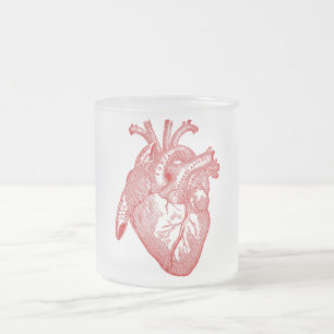 Rood Antiek anatomisch hart Matglas Koffiemok