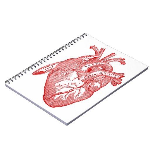 Rood Antiek anatomisch hart Notitieboek (Linkerzijde)