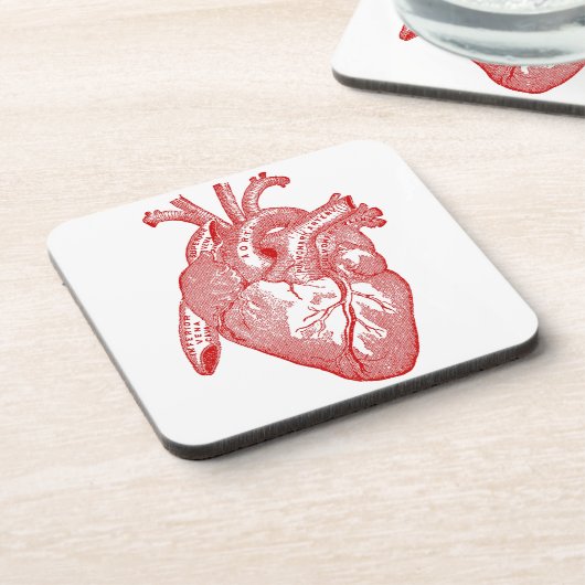 Rood Antiek anatomisch hart Onderzetter (Linkerzijde)