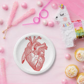 Rood Antiek anatomisch hart Papieren Bordje (Feest)