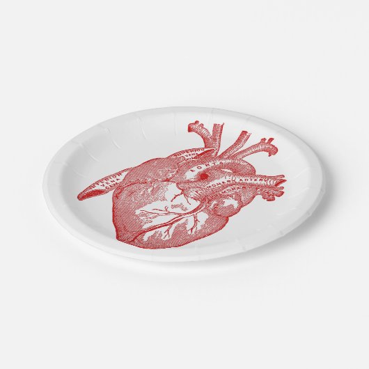 Rood Antiek anatomisch hart Papieren Bordje (Gekanteld)